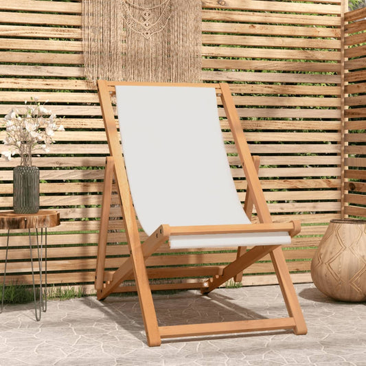 Berkfield Deck Chair Teak 56x105x96 cm Cream