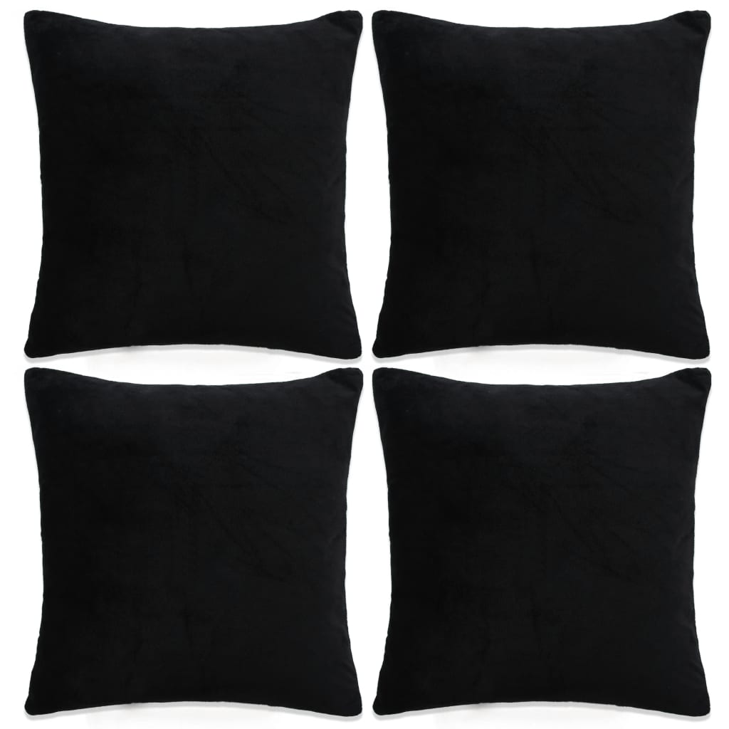 Berkfield Cushion Covers 4 pcs Velour 50x50 cm Black
