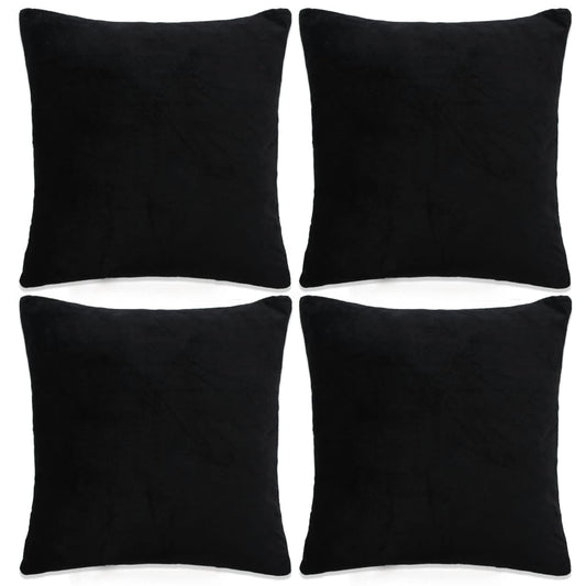Berkfield Cushion Covers 4 pcs Velour 50x50 cm Black