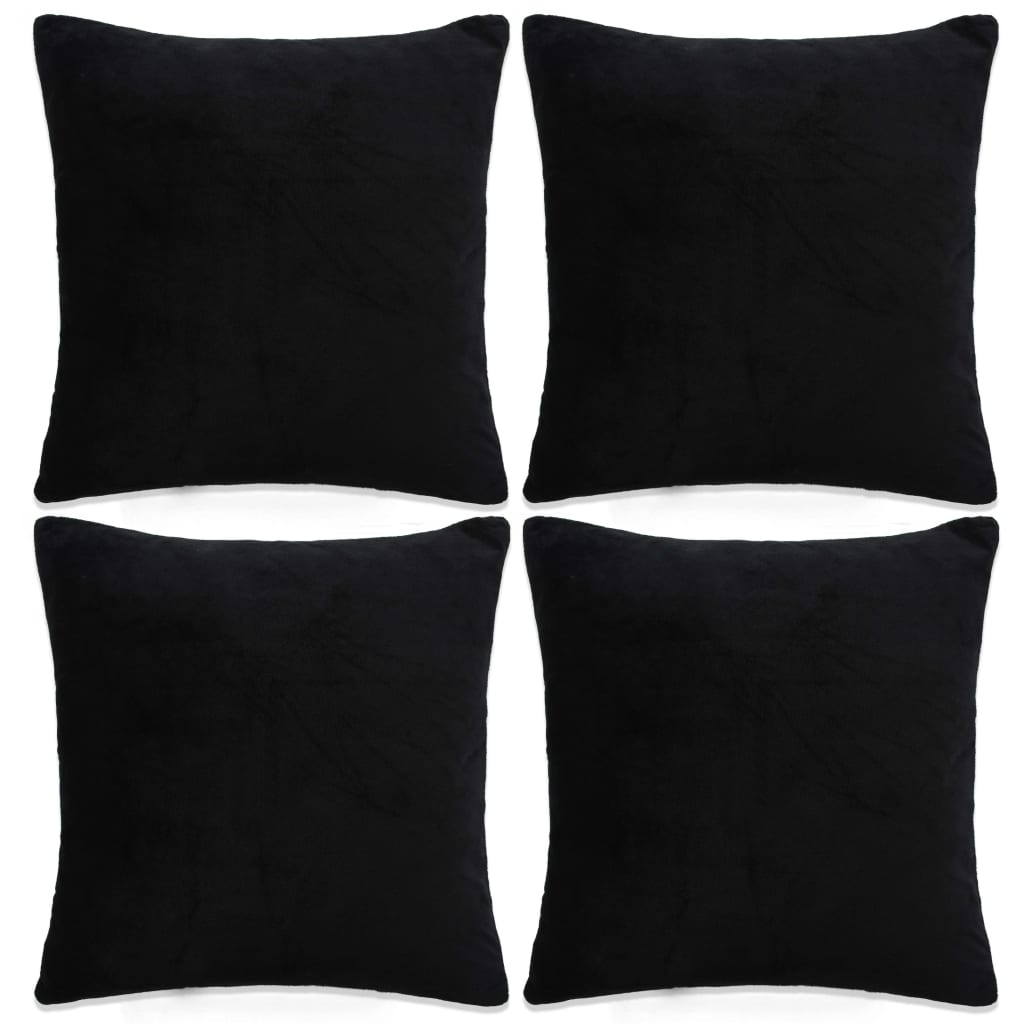 Berkfield Cushion Covers 4 pcs Velour 80x80 cm Black