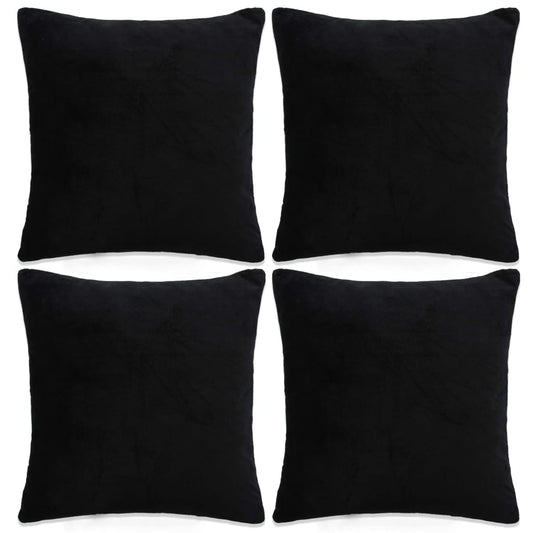 Berkfield Cushion Covers 4 pcs Velour 80x80 cm Black