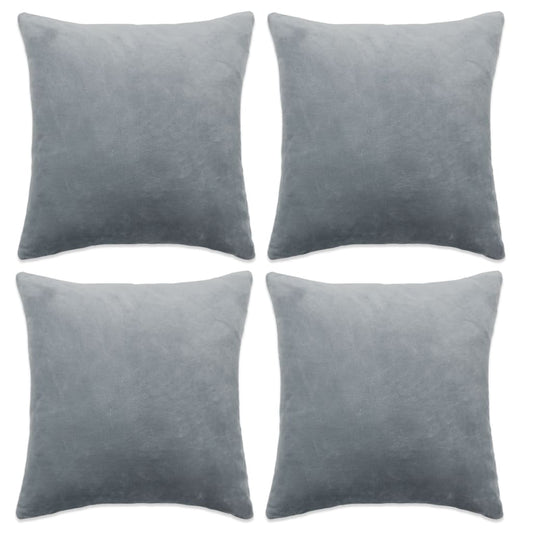 Berkfield Cushion Covers 4 pcs Velour 50x50 cm Grey