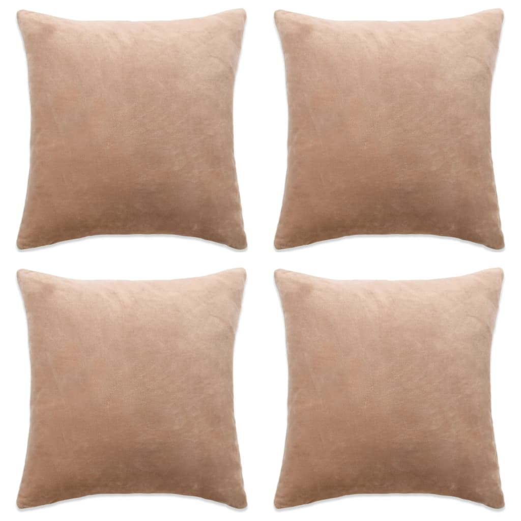 Berkfield Cushion Covers 4 pcs Velour 80x80 cm Beige