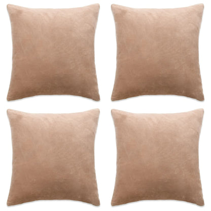 Berkfield Cushion Covers 4 pcs Velour 80x80 cm Beige