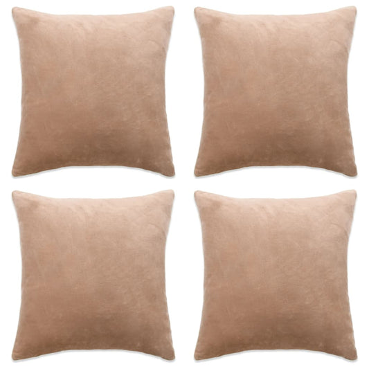 Berkfield Cushion Covers 4 pcs Velour 80x80 cm Beige
