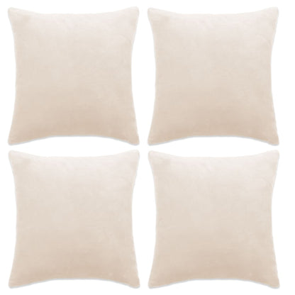 Berkfield Cushion Covers 4 pcs Velour 40x40 cm Off White
