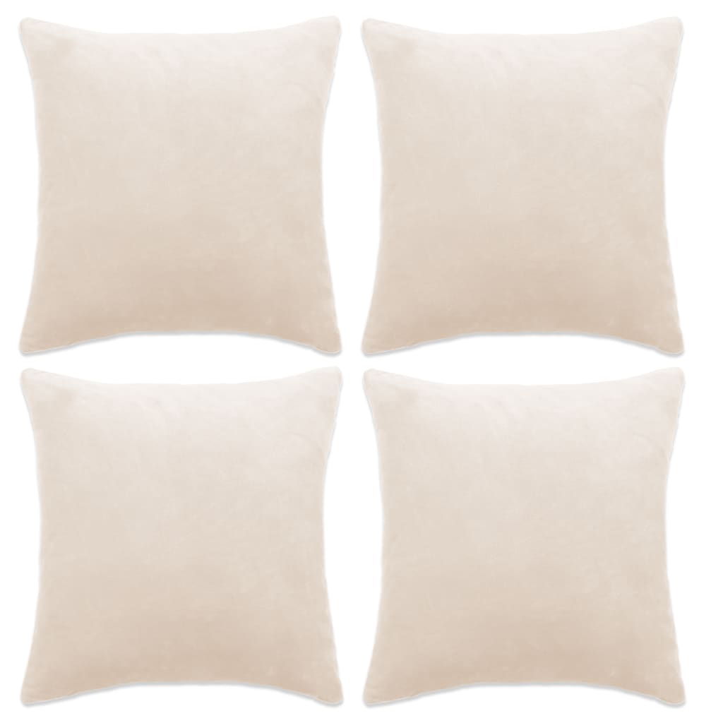 Berkfield Cushion Covers 4 pcs Velour 50x50 cm Off White