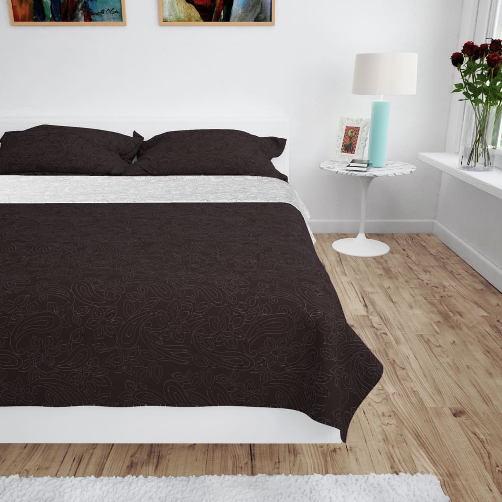 Berkfield Double-sided Quilted Bedspread 230x260 cm Cream and Brown