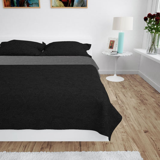 Berkfield Double-sided Quilted Bedspread 170x210 cm Grey and Black