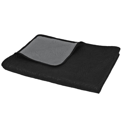 Berkfield Double-sided Quilted Bedspread 220x240 cm Grey and Black