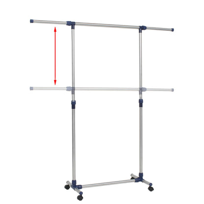 Berkfield Adjustable Clothes Rack Stainless Steel 165x44x150 cm Silver