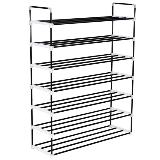 Berkfield Shoe Rack with 7 Shelves Metal and Plastic Black