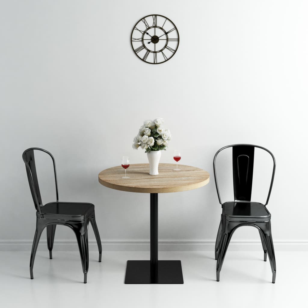 Berkfield Bistro Table MDF and Steel Round 80x75 cm Oak Colour