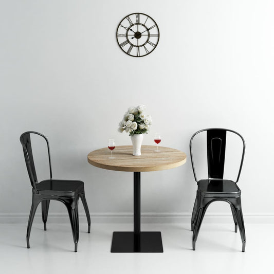 Berkfield Bistro Table MDF and Steel Round 80x75 cm Oak Colour