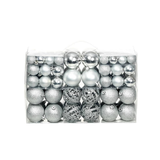 Berkfield 100 Piece Christmas Ball Set 3/4/6 cm Silver