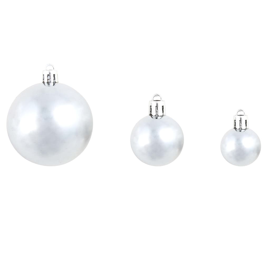 Berkfield 100 Piece Christmas Ball Set 3/4/6 cm White/Grey