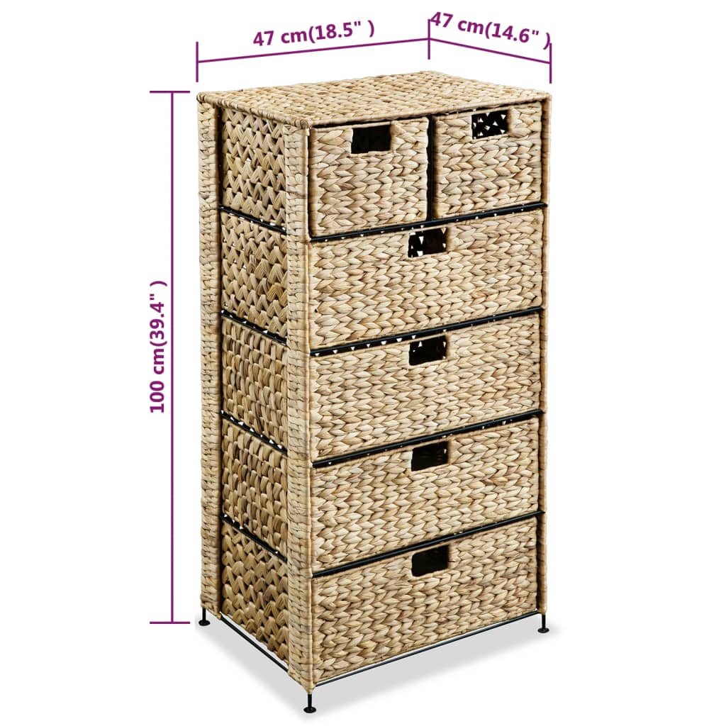 Berkfield Storage Unit with 6 Baskets 47x37x100 cm Water Hyacinth