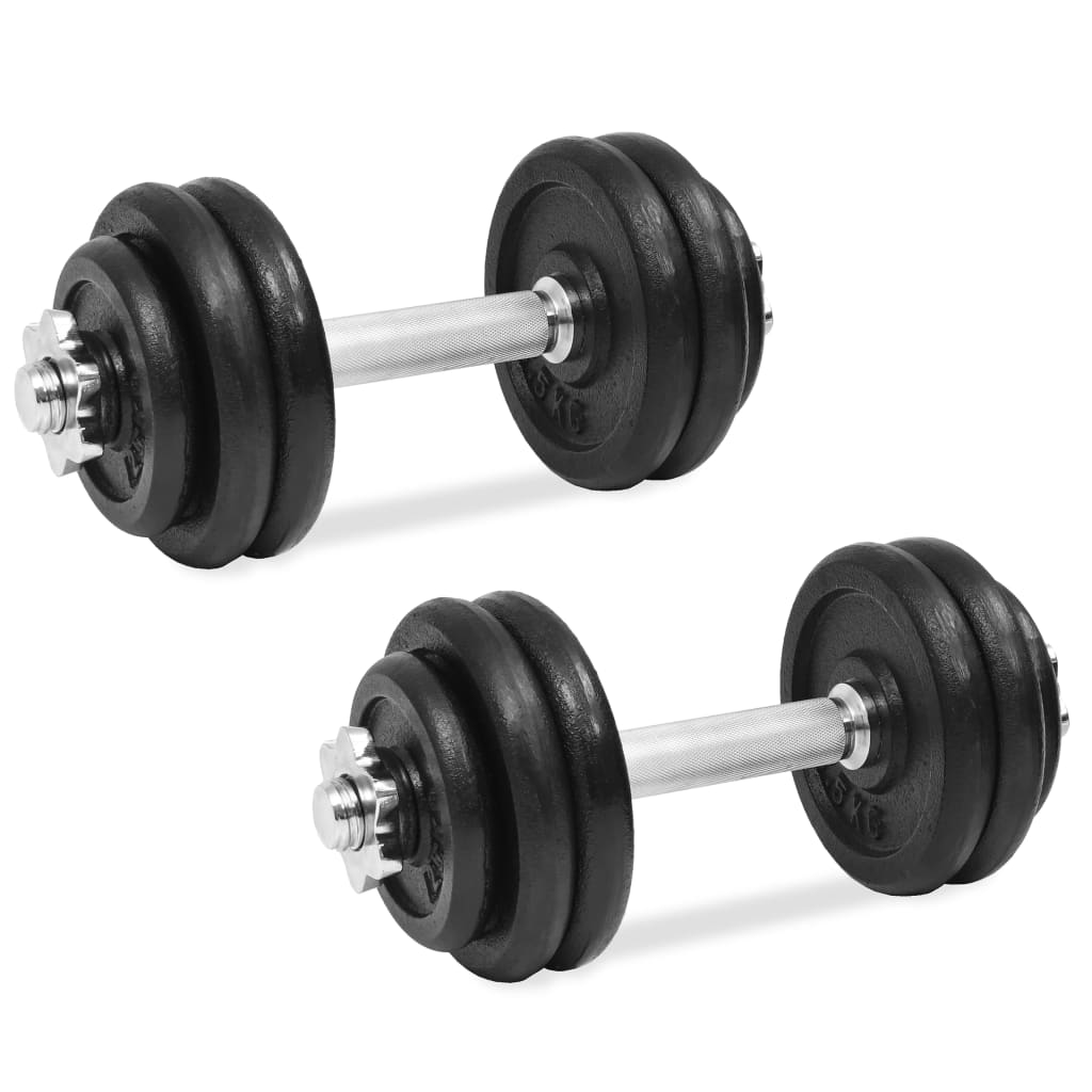 Berkfield 18 Piece Dumbbell Set 30 kg Cast Iron