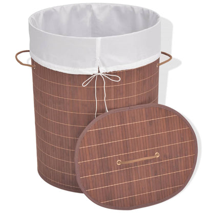 Berkfield Bamboo Laundry Bin Oval Brown