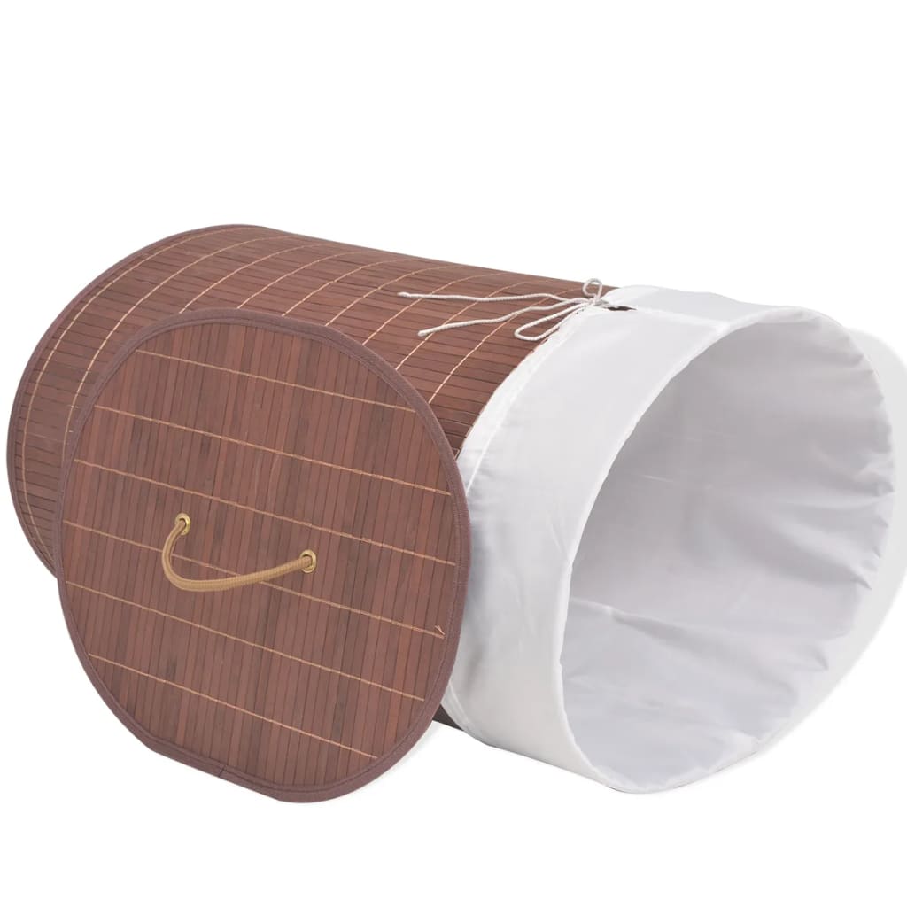 Berkfield Bamboo Laundry Bin Oval Brown