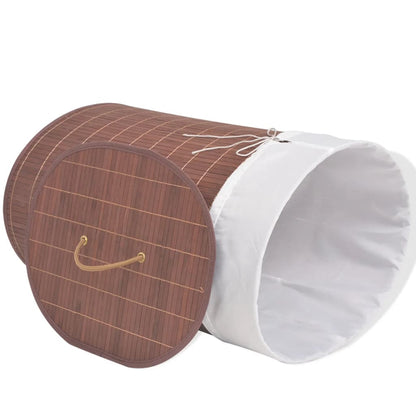 Berkfield Bamboo Laundry Bin Oval Brown