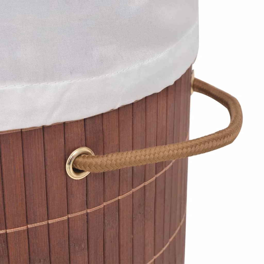 Berkfield Bamboo Laundry Bin Oval Brown
