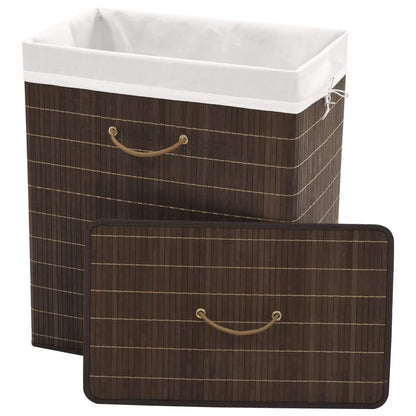 Berkfield Bamboo Laundry Bin Rectangular Dark Brown
