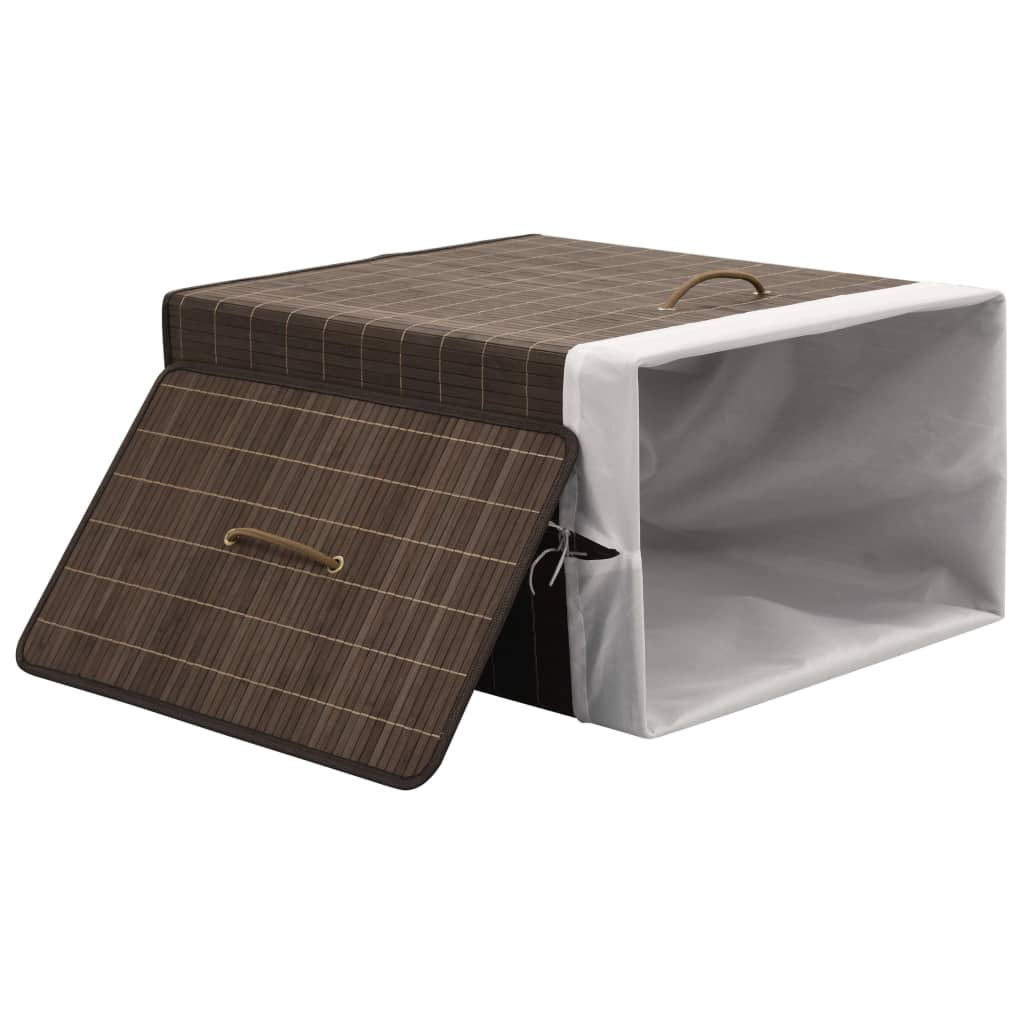Berkfield Bamboo Laundry Bin Rectangular Dark Brown