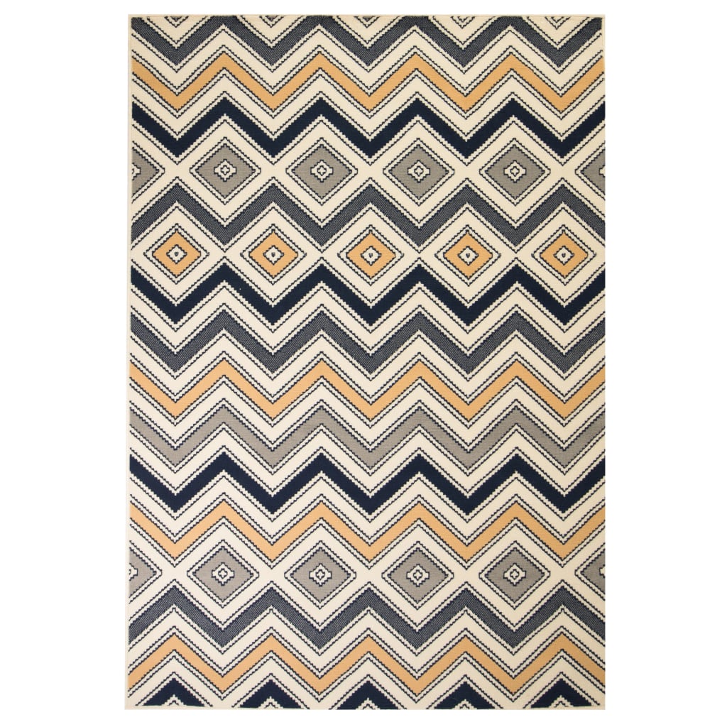 Berkfield Modern Rug Zigzag Design 80x150 cm Brown/Black/Blue