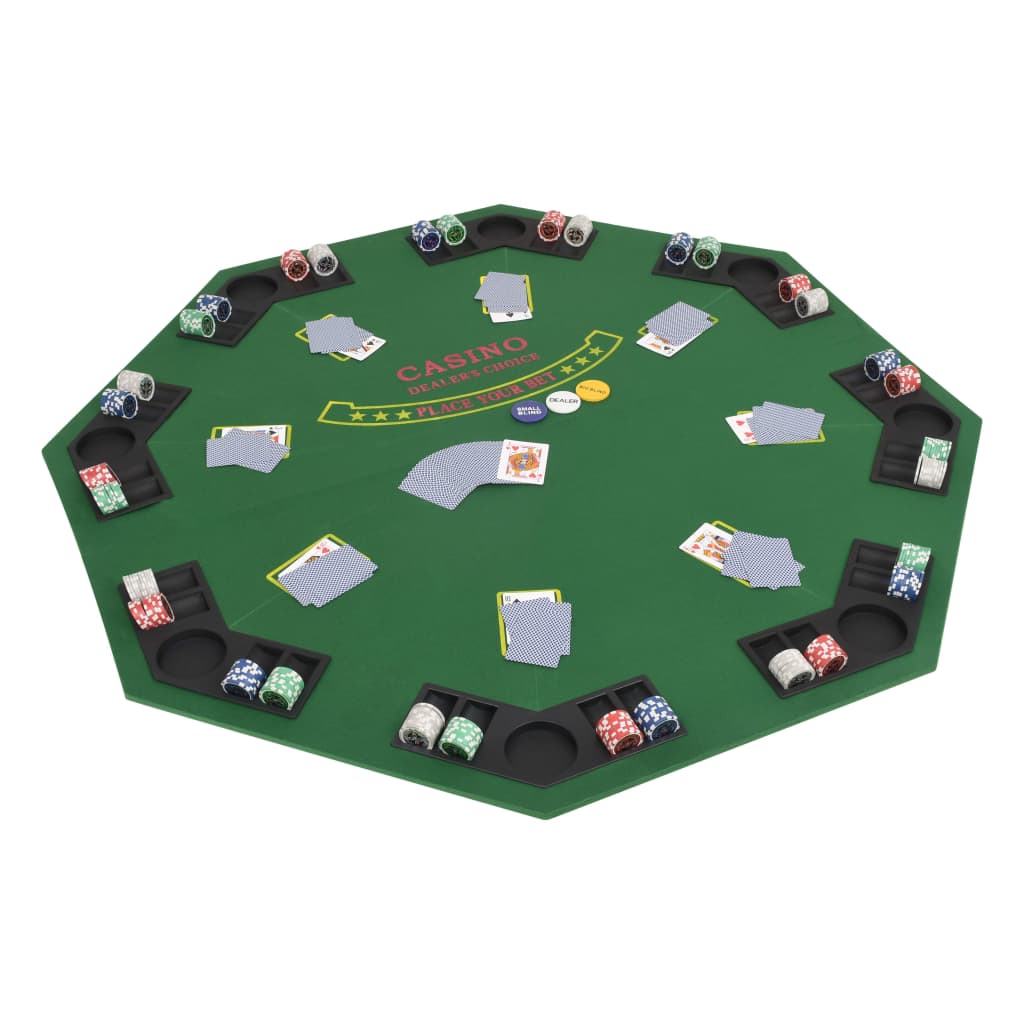 Berkfield 8-Player Folding Poker Tabletop 2 Fold Octagonal Green