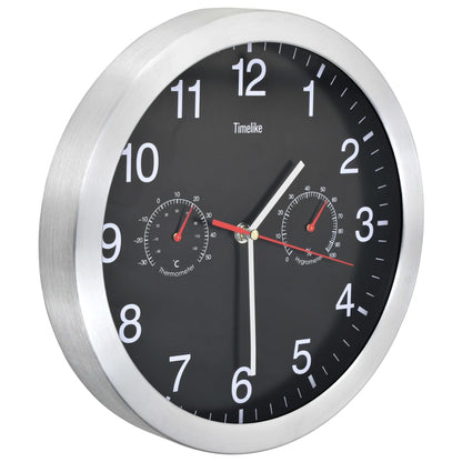 Berkfield Wall Clock with Quartz Movement Hygrometer Thermometer Black