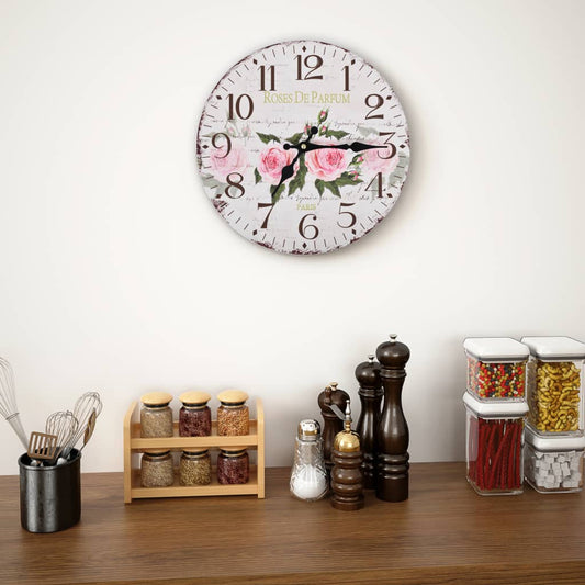Berkfield Vintage Wall Clock Flower 30 cm