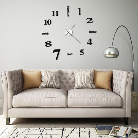 Berkfield 3D Wall Clock Modern Design 100 cm XXL Black