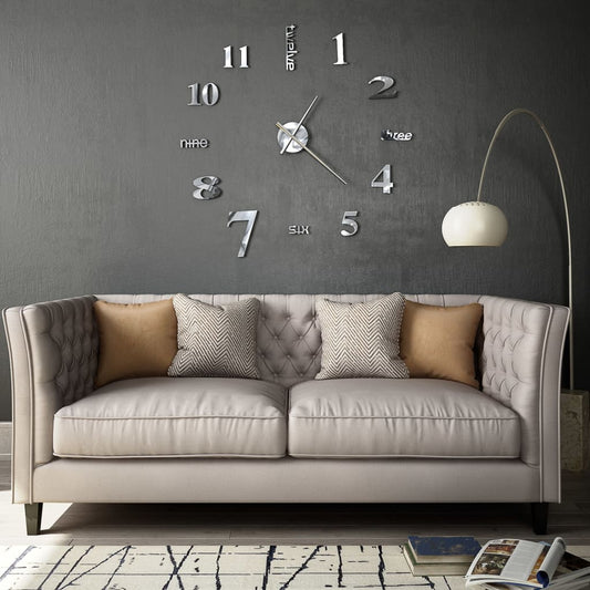 Berkfield 3D Wall Clock Modern Design 100 cm XXL Silver