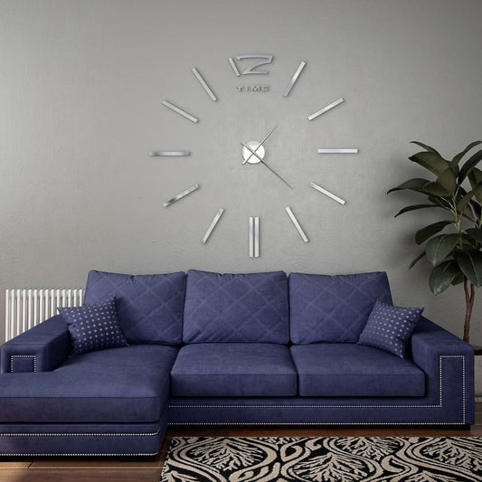 Berkfield 3D Wall Clock Modern Design 100 cm XXL Silver