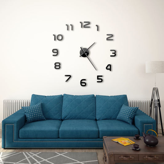 Berkfield 3D Wall Clock Modern Design 100 cm XXL Black
