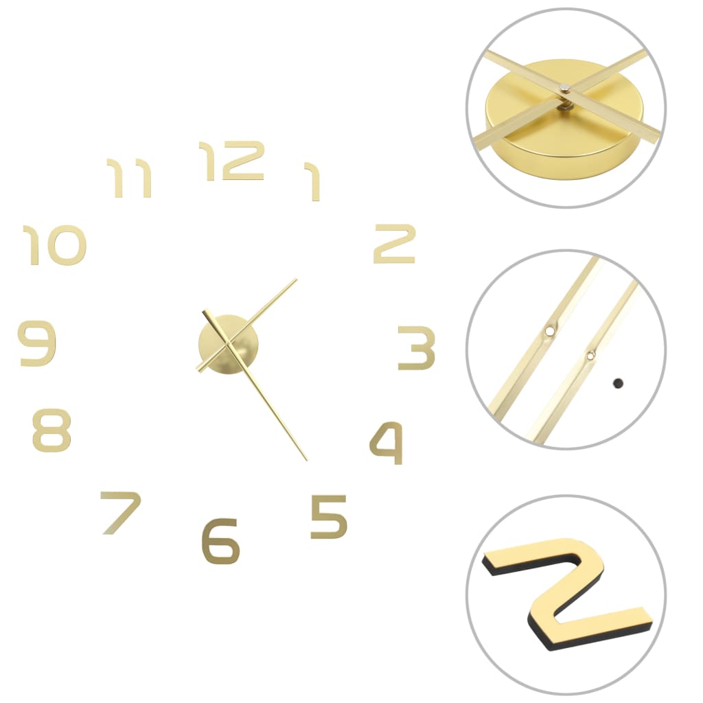 Berkfield 3D Wall Clock Modern Design 100 cm XXL Gold