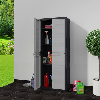 Berkfield Garden Storage Cabinet with 3 Shelves Black and Grey