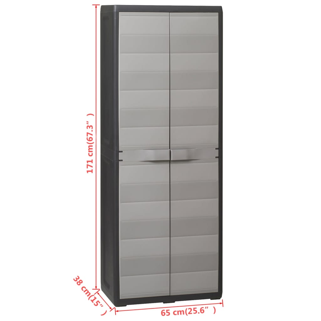 Berkfield Garden Storage Cabinet with 3 Shelves Black and Grey