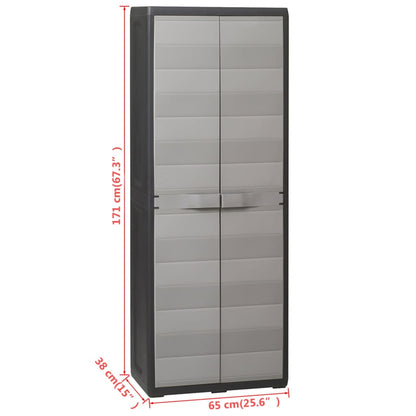Berkfield Garden Storage Cabinet with 3 Shelves Black and Grey
