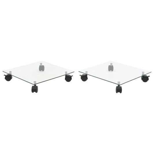 Berkfield Plant Rollers 2 pcs Tempered Glass 35x35 cm Square