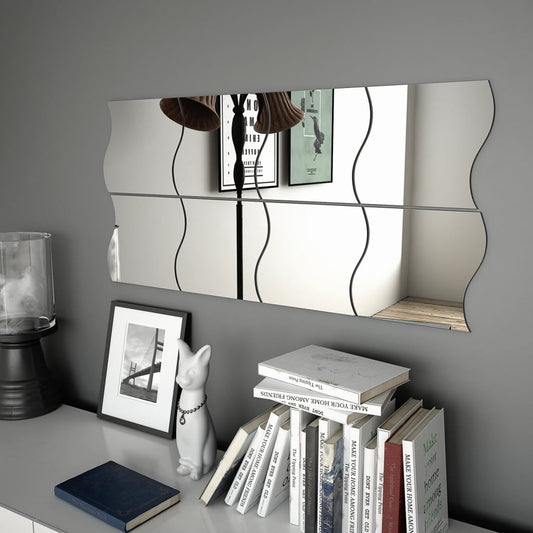 Berkfield Wall Mirrors 8 pcs 20x20 cm Wave Glass