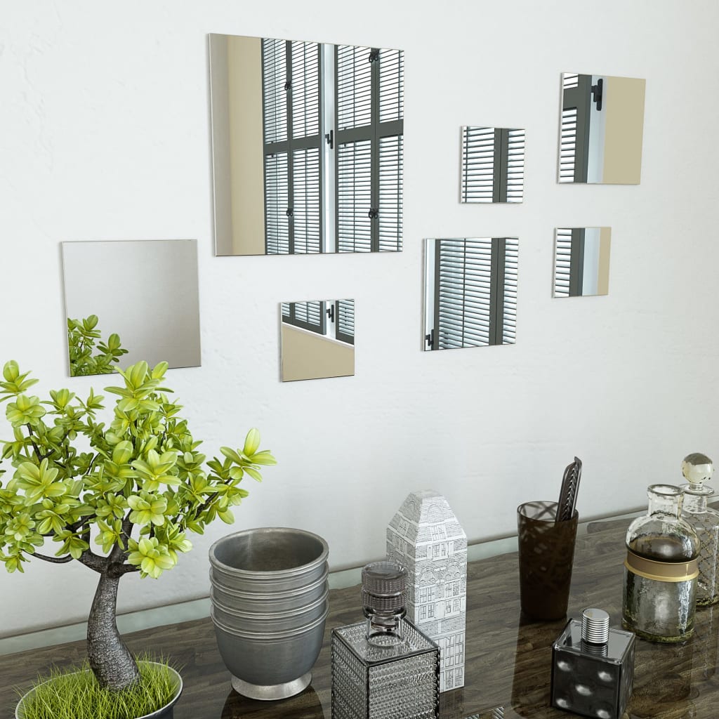 Berkfield 7 Piece Wall Mirror Set Square Glass