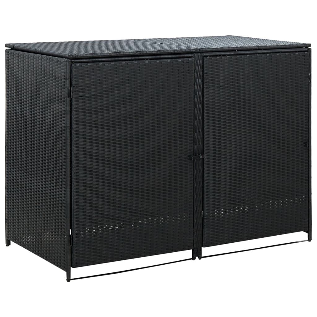 Berkfield Double Wheelie Bin Shed Poly Rattan Black 148x80x111 cm