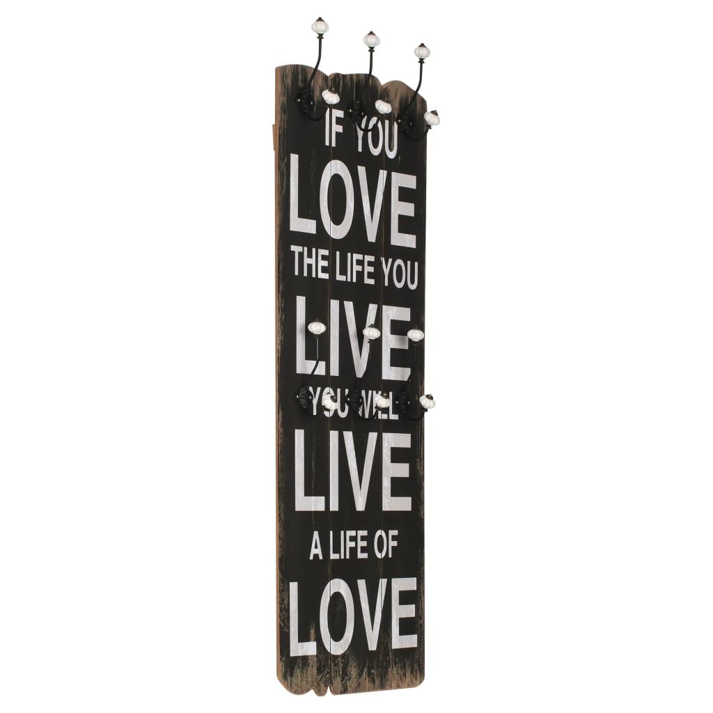 Berkfield Wall-mounted Coat Rack with 6 Hooks 120x40 cm LOVE LIVE