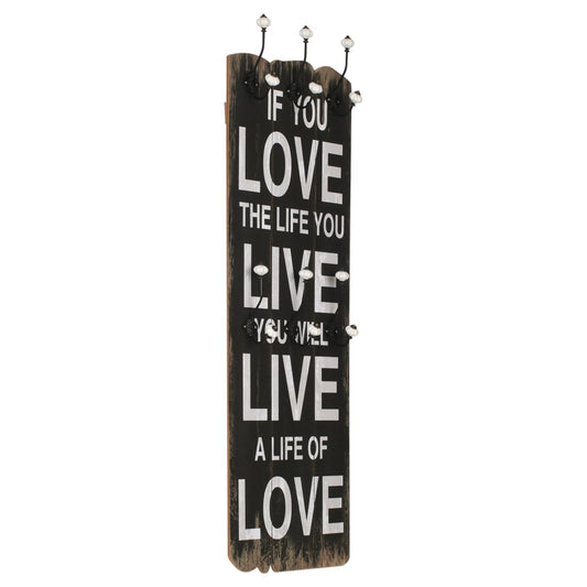 Berkfield Wall-mounted Coat Rack with 6 Hooks 120x40 cm LOVE LIVE