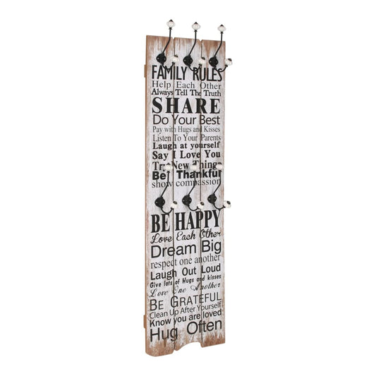 Berkfield Wall-mounted Coat Rack with 6 Hooks 120x40 cm FAMILY RULES