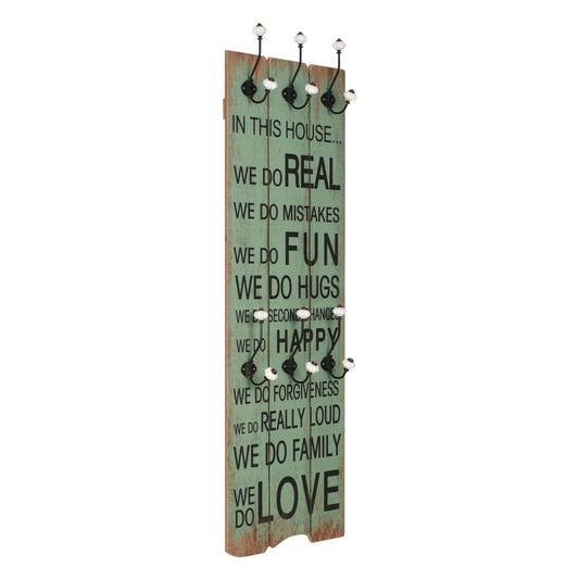 Berkfield Wall-mounted Coat Rack with 6 Hooks 120x40 cm HAPPY LOVE