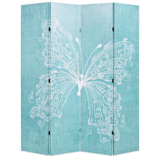 Berkfield Folding Room Divider 160x170 cm Butterfly Blue