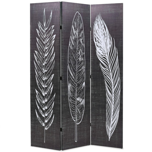 Berkfield Folding Room Divider 120x170 cm Feathers Black and White